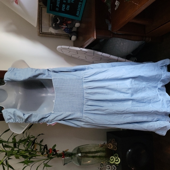 Nwt Puff Sleeveless Cami Swing Mini Dress in Light Wash Denim Color Size 4X - Picture 2 of 6